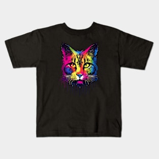 Beautiful Cat in a multicolored design. Kids T-Shirt